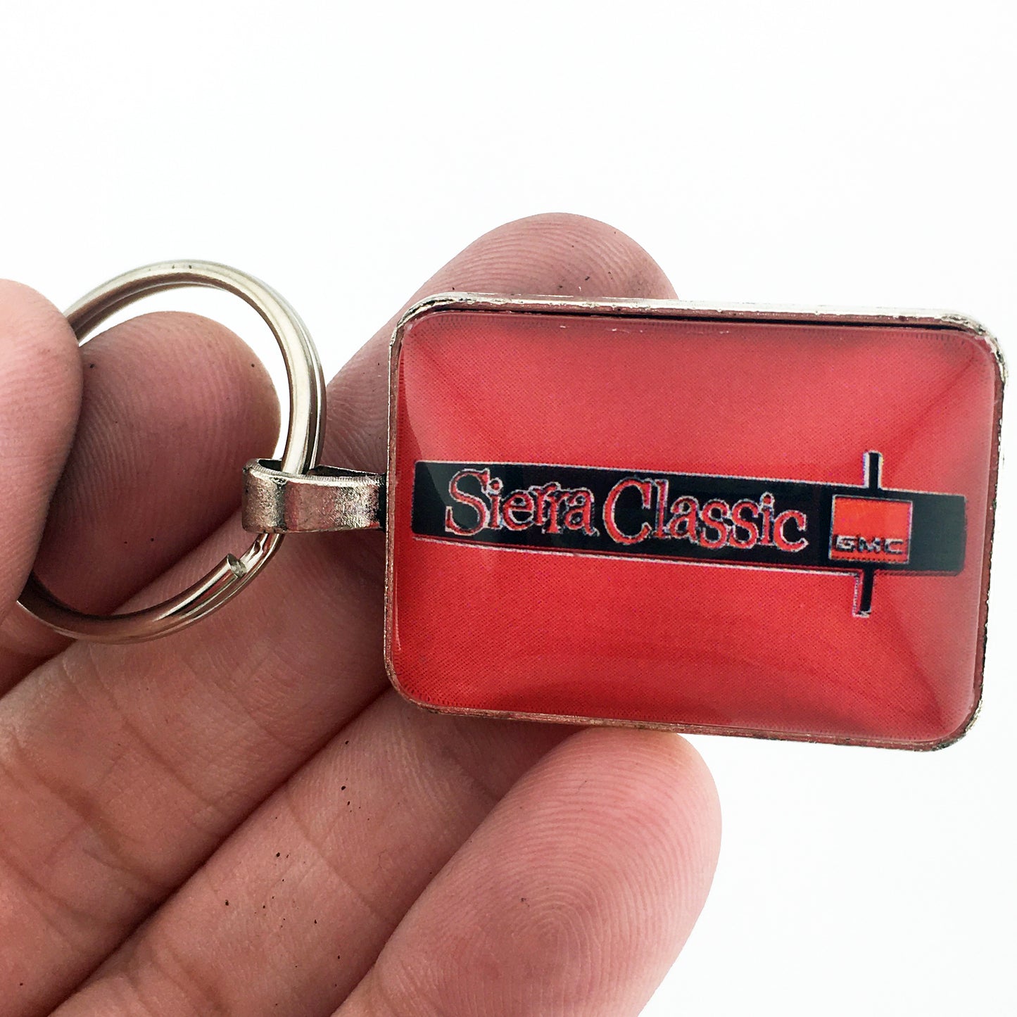 Vintage GMC Sierra Classic Chrome Fender Emblem  1" x 1.25" Keychain