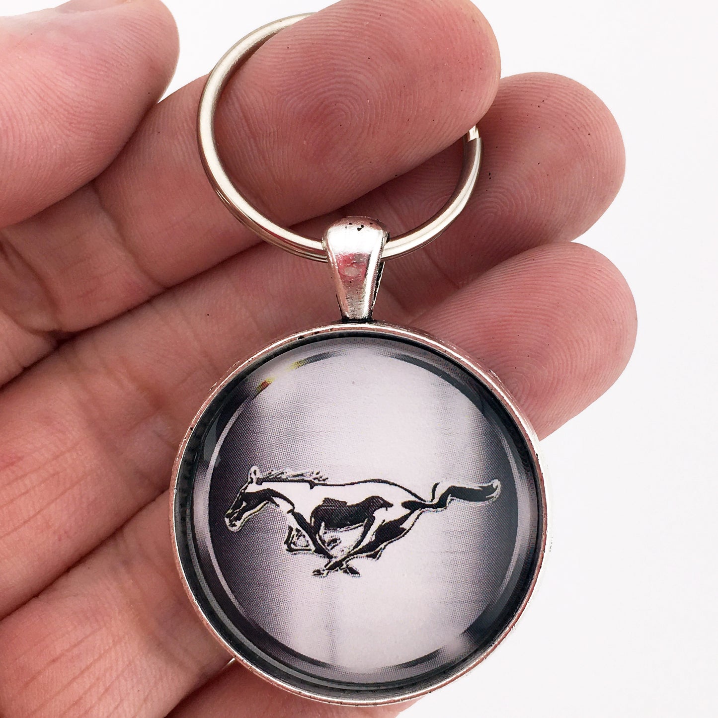 Ford Mustang Pony Silver Emblem 1.2" Keychain