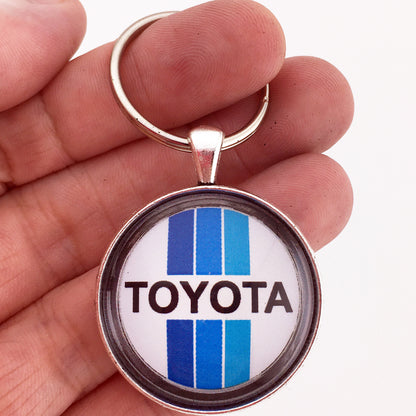Vintage Toyota Blue Tri Stripe Logo Emblem Badge 1.2" Keychain