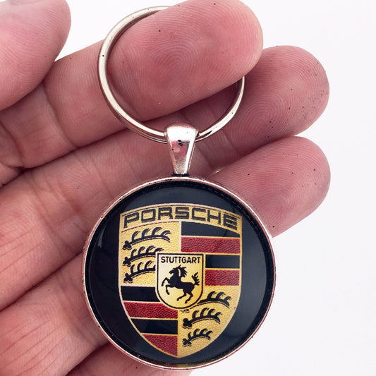 Vintage Porsche Horn Wheel Cap Emblem Badge Logo Ornament 1.2" Diameter Keychain