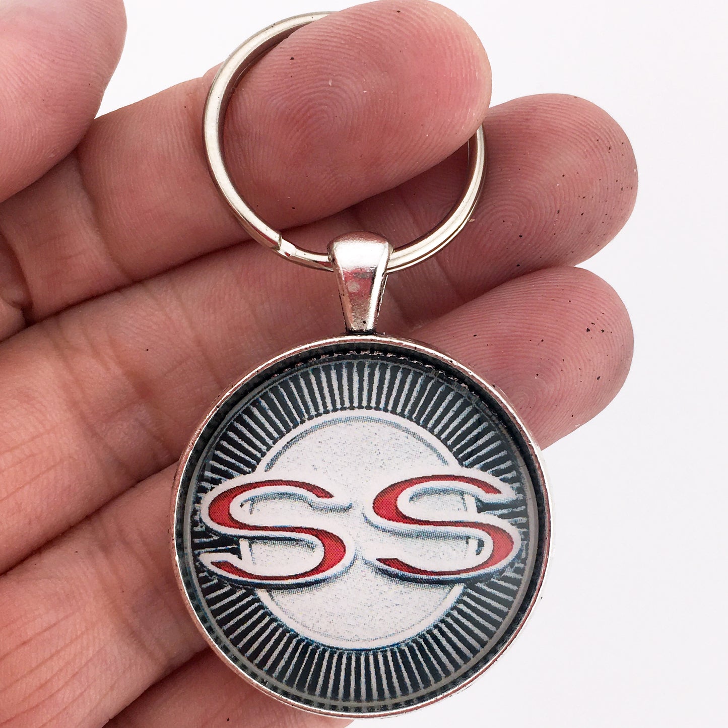 Vintage Chevy Impala SS Super Sport Chrome Emblem Badge 1.2" Keychain
