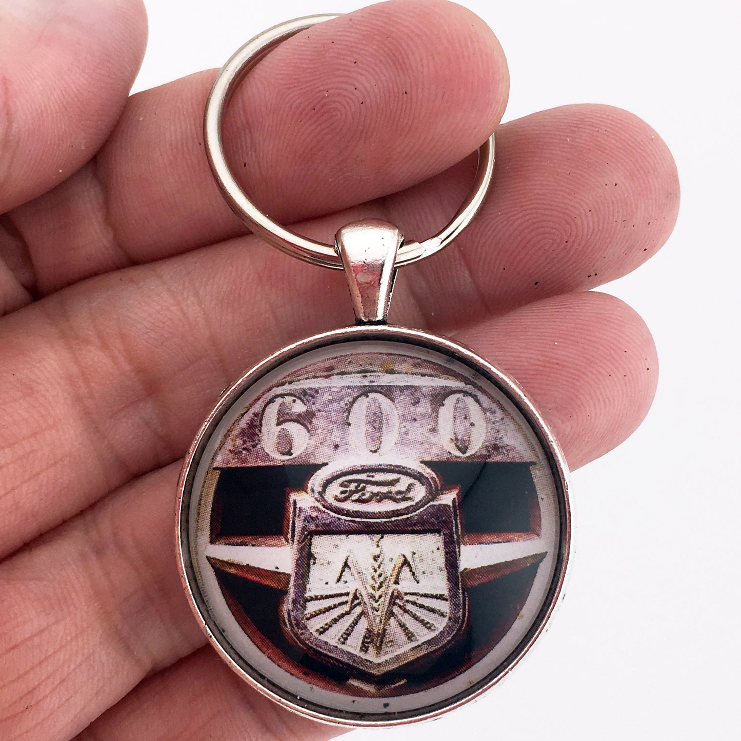 Vintage Ford 600 Tractor Grille Emblem Logo  1.2" Diameter Keychain
