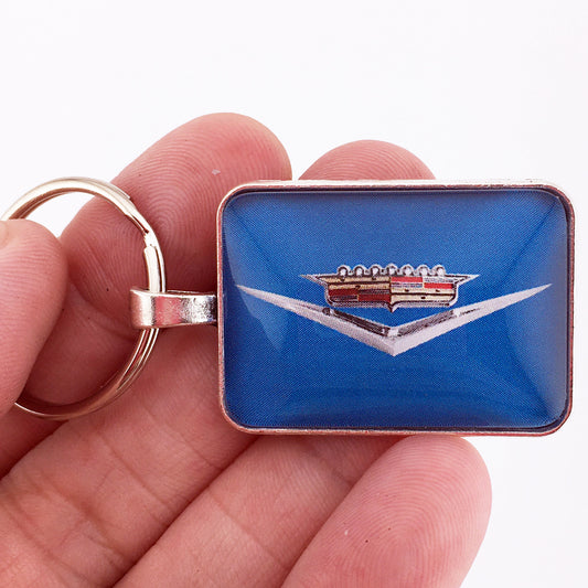 Vintage Cadillac Chrome Emblem Badge Ornament 1" x 1.25" Keychain