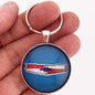 Vintage Chevrolet Chrome Blue Bel Air Emblem 1.2" Keychain