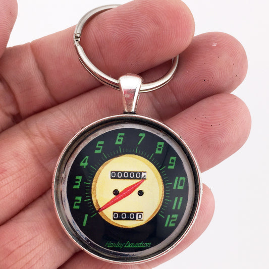 Vintage Harley Davidson 1953-1961 Harley Panhead 120 MPH Speedometer 1.2" Keychain