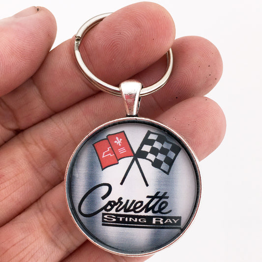 Vintage 1960's Chevrolet Corvette C2 Stingray Emblem Badge Logo 1.2" Keychain