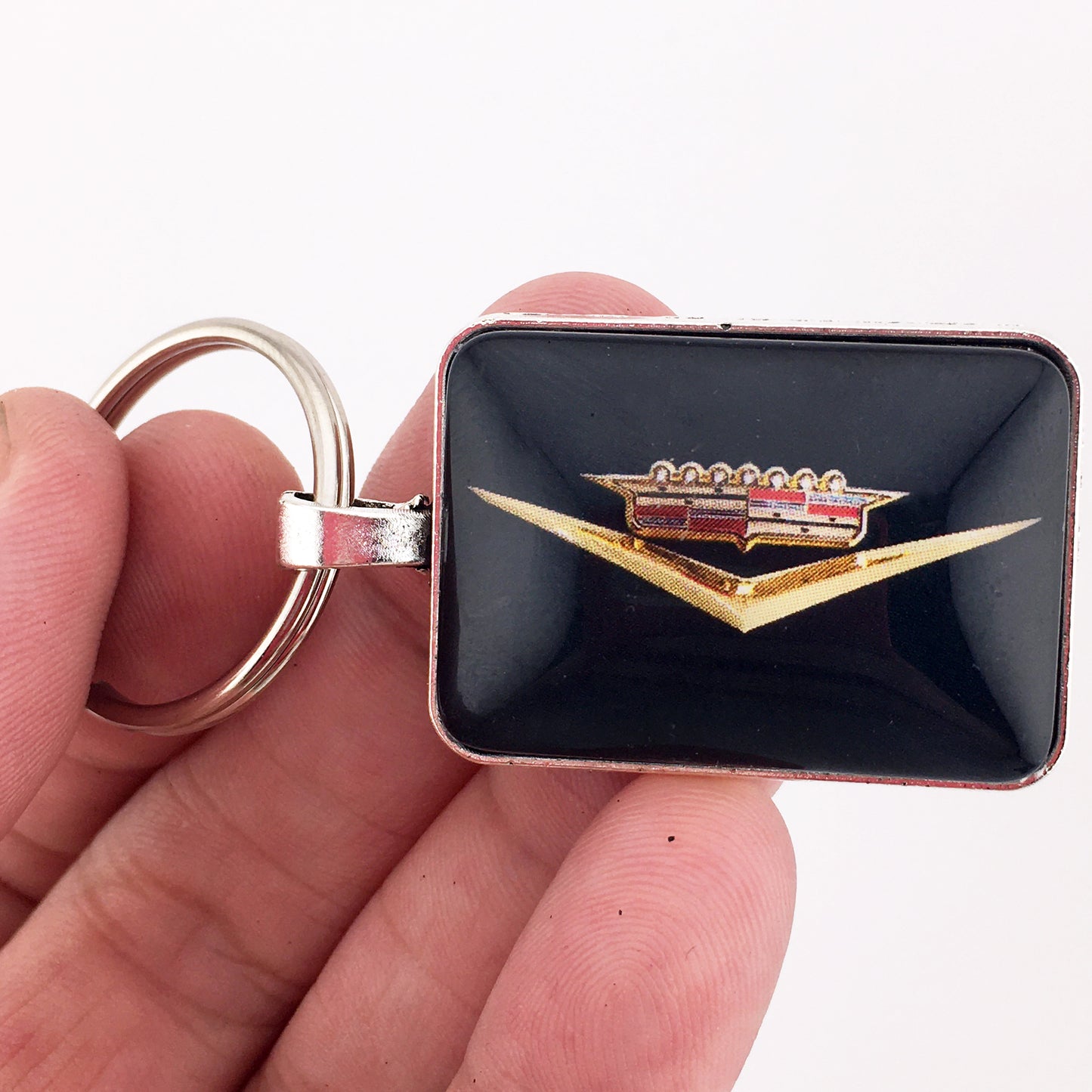 Vintage Cadillac Gold Emblem Badge Ornament 1" x 1.25" Keychain