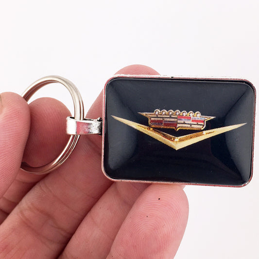 Vintage Cadillac Gold Emblem Badge Ornament 1" x 1.25" Keychain