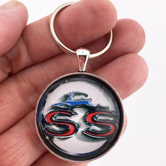 Vintage Chevy Impala SS Super Sport Chrome Emblem Badge 1.2" Keychain
