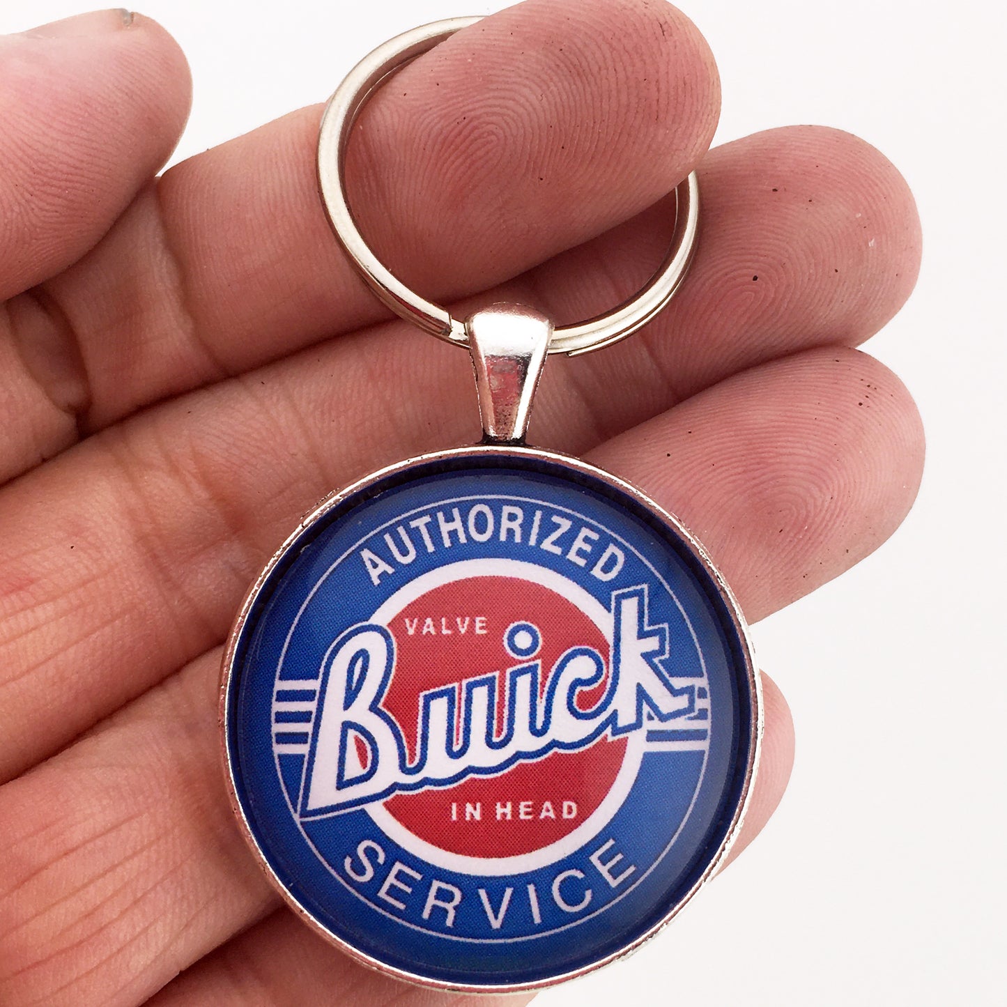 Vintage Buick Authorized Service Sign Valve In Head 1.2" Keychain