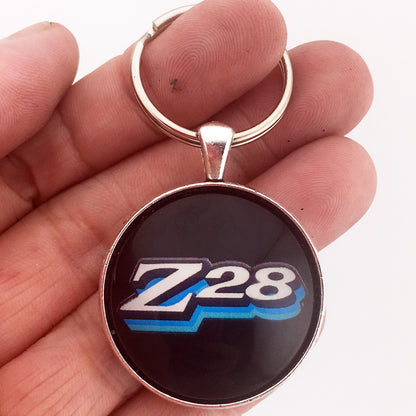 1970's Chevrolet Camaro Z28 Blue Decal Grille Emblem Badge 1.2" Keychain