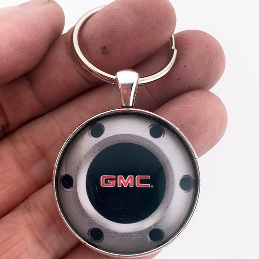 Vintage GMC 6 Lug Center Cap 1.2" Keychain