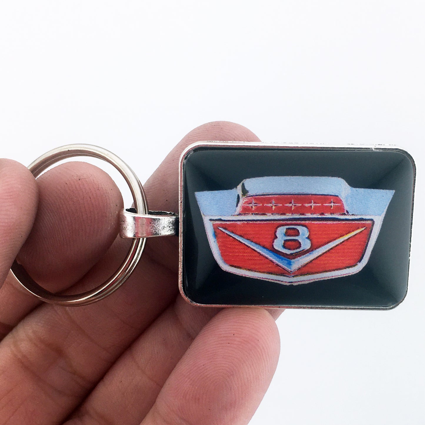 Vintage Ford V8 Truck Fender Emblem 1" x 1.25" Diameter Keychain
