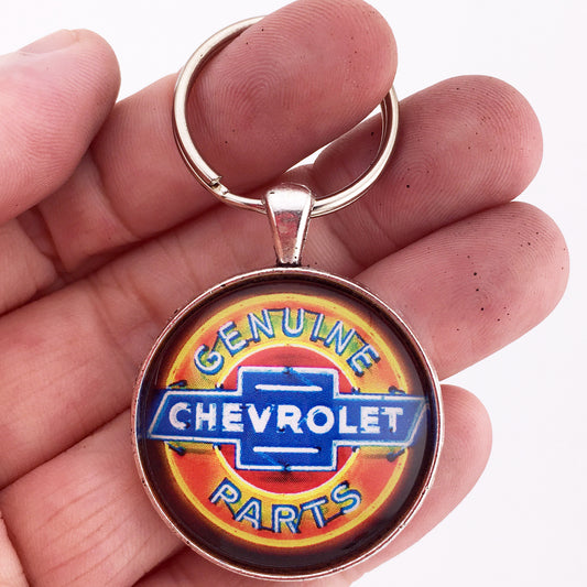 Vintage We Used Genuine Chevrolet Neon Parts Sign 1.2" Diameter Keychain