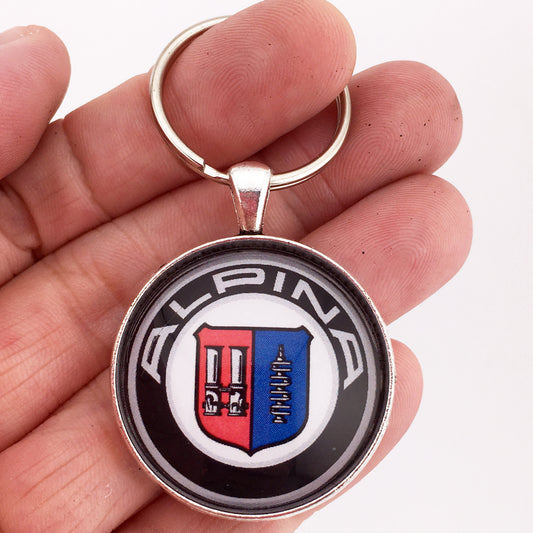 Vintage BMW Alpina Emblem Badge Logo 1.2" Diameter Keychain