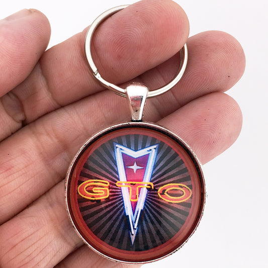 Vintage Pontiac GTO Neon Sign Emblem 1.2" Diameter Keychain