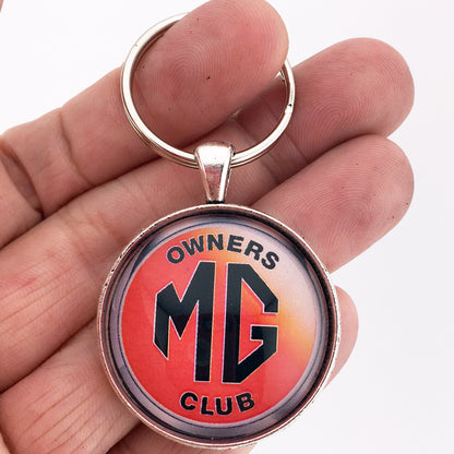 Vintage MG Owners Club Emblem Badge Logo 1.2" Diameter Keychain