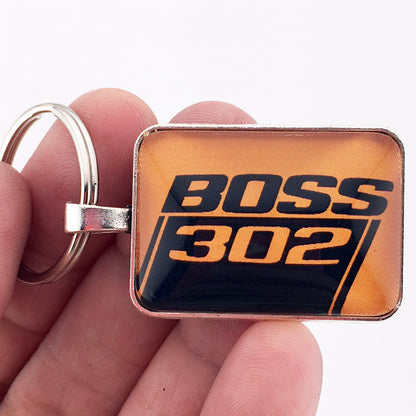 Ford Mustang Boss 302 Orange 1" x 1.25" Keychain