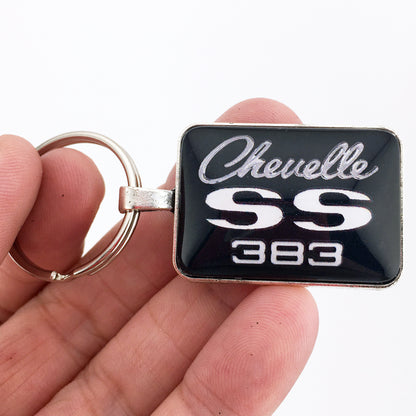 Vintage Chevelle SS Stroker 383 Chrome Badge Emblem 1.2" Diameter Keychain
