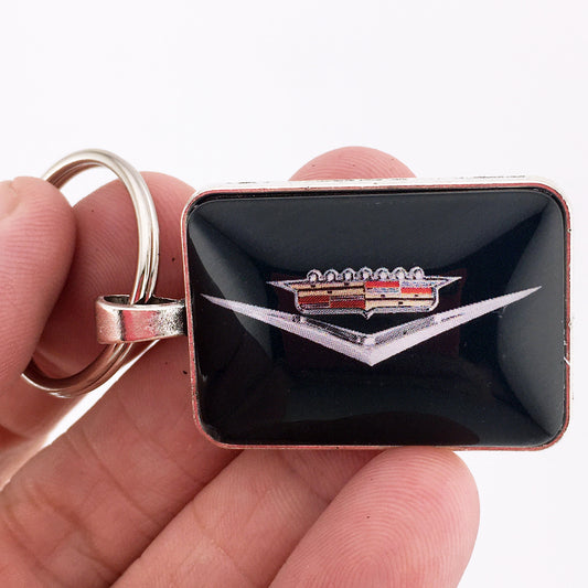 Vintage Cadillac Chrome Emblem Badge Ornament 1" x 1.25" Keychain