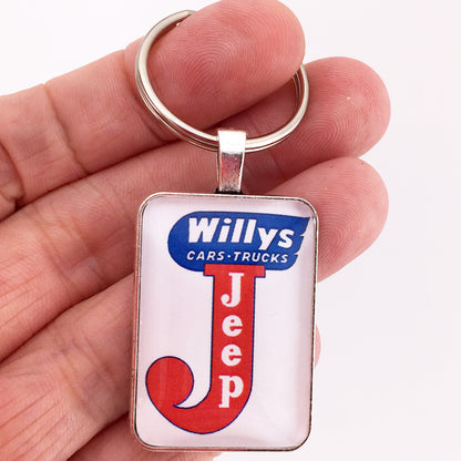 Vintage Willys Jeep Cars and Trucks Sign 1953-1963  1" x 1.25" Keychain