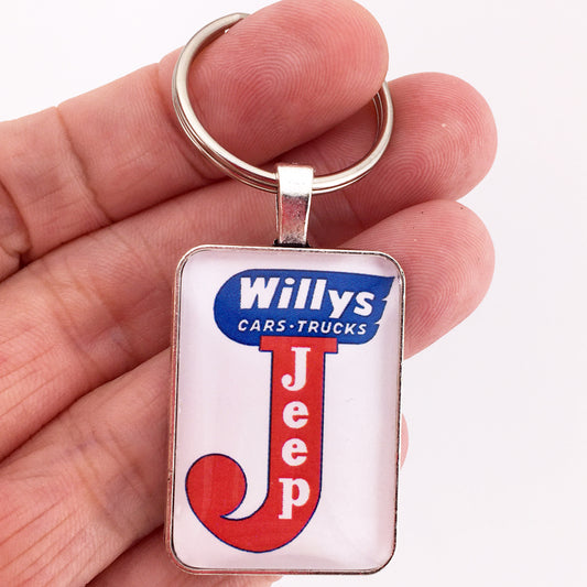 Vintage Willys Jeep Cars and Trucks Sign 1953-1963  1" x 1.25" Keychain