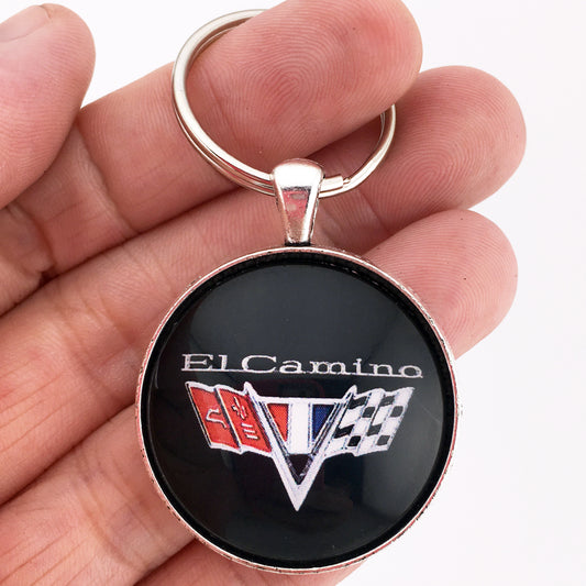 Vintage Chevrolet El Camino V Flags Chrome Emblem Badge Logo 1.2" Keychain