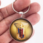 Antique Mercury Hood Emblem Badge Logo 1.2" Diameter Keychain