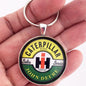 Vintage International Caterpillar John Deere Sign Emblem Badge Ornament Logo 1.2" Diameter Keychain
