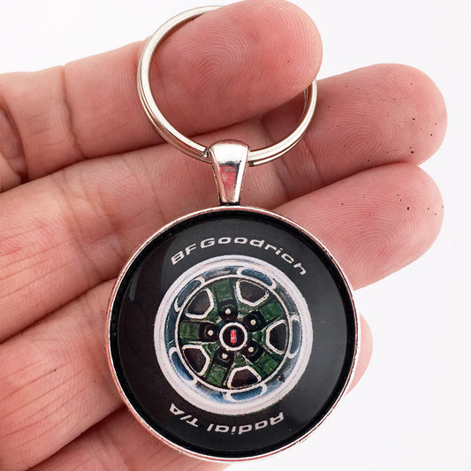 Vintage Oldsmobile Cutlass Supreme Rallye Wheel Dark Green 1.2" Diameter Keychain