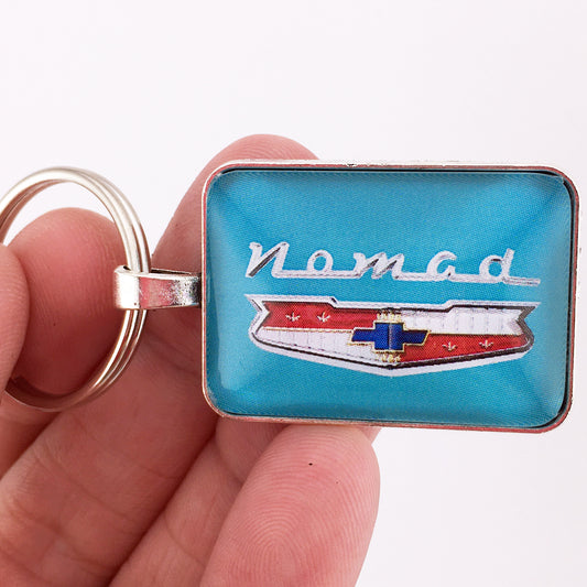 Vintage 1955 1956 1957 Chevy Nomad CHROME Tailgate Script Emblem Badge 1 x 1.25 Keychain