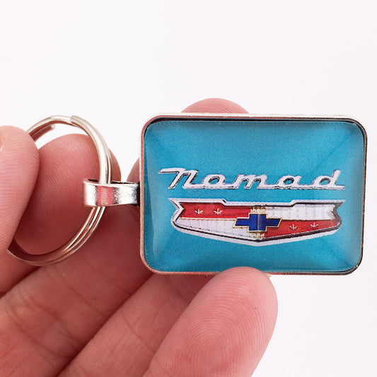 Vintage 1955 Chevy Nomad CHROME Tailgate Script Emblem Badge 1 x 1.25 Keychain