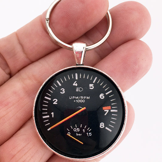 Vintage Porsche 911 930 8K Tachometer Gauge 1.2" Diameter Keychain