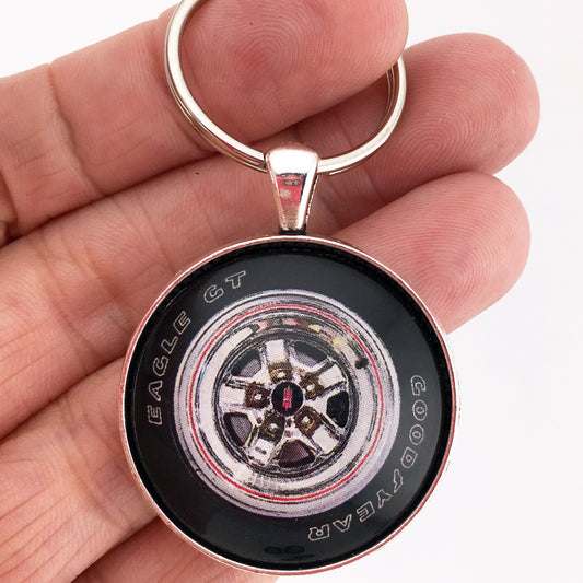 Vintage Hurst Olds Eagle GT Rally Wheel 1.2" Diameter Keychain