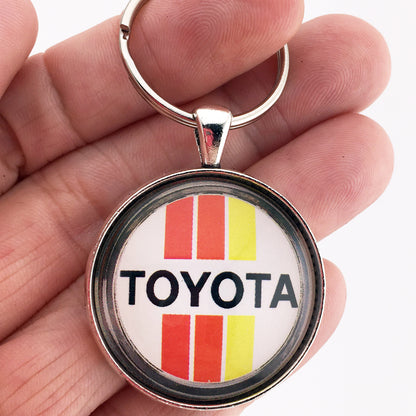 Vintage Toyota Tri Stripe Logo Emblem Badge 1.2" Keychain