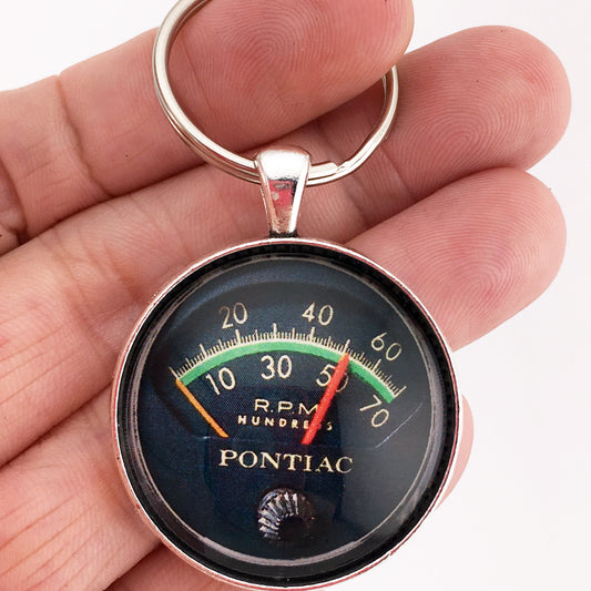 Vintage Pontiac 70K RPM Tachometer Gauge 1.2" Diameter Keychain