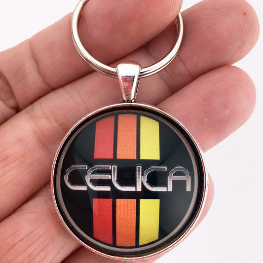 Vintage Toyota Celica Tri Stripe Logo Emblem Badge 1.2" Keychain