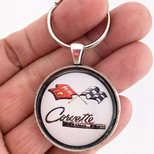 Vintage 1960's Chevrolet Corvette C2 Stingray Emblem Badge Logo 1.2" Keychain