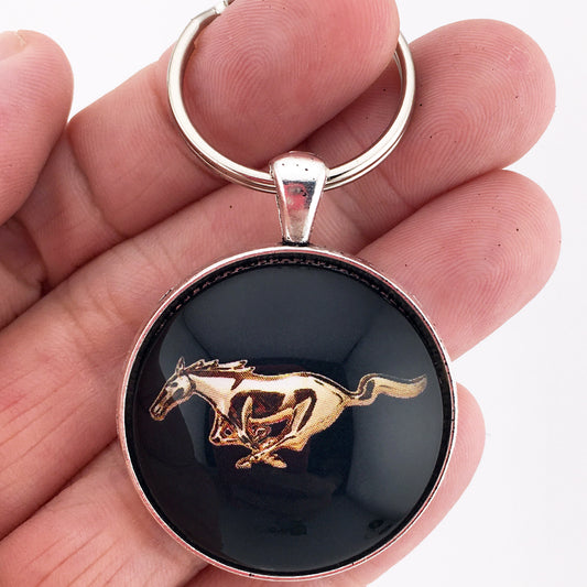 Ford Mustang Gold Pony Fender Trunk Emblem 1.2" Keychain