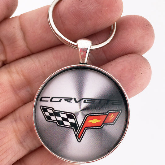 Chevrolet Corvette C6 Emblem Badge Logo 1.2" Keychain