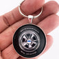 Vintage Cragar 5 Spoke Mag Wheel BF Goodrich Raised White Letter 1.2" Diameter Keychain