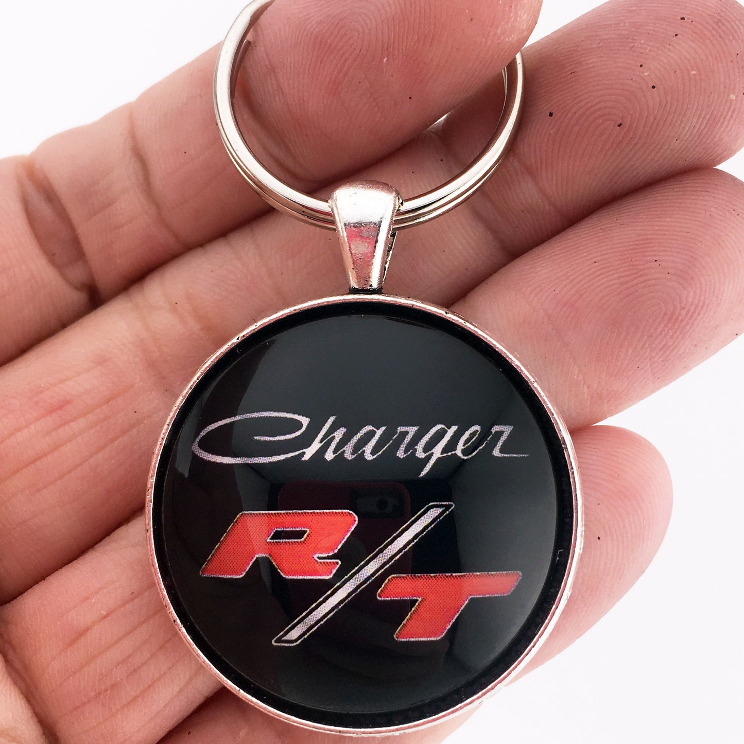 Vintage Dodge Charger RT R/T Fender Emblem Badge Ornament Logo 1.2" Diameter Keychain