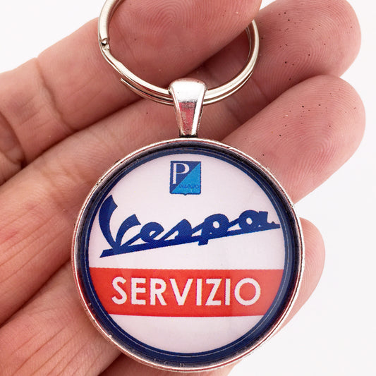 Vintage Vespa Service Sign (Servizo) Logo 1.2" Diameter Keychain