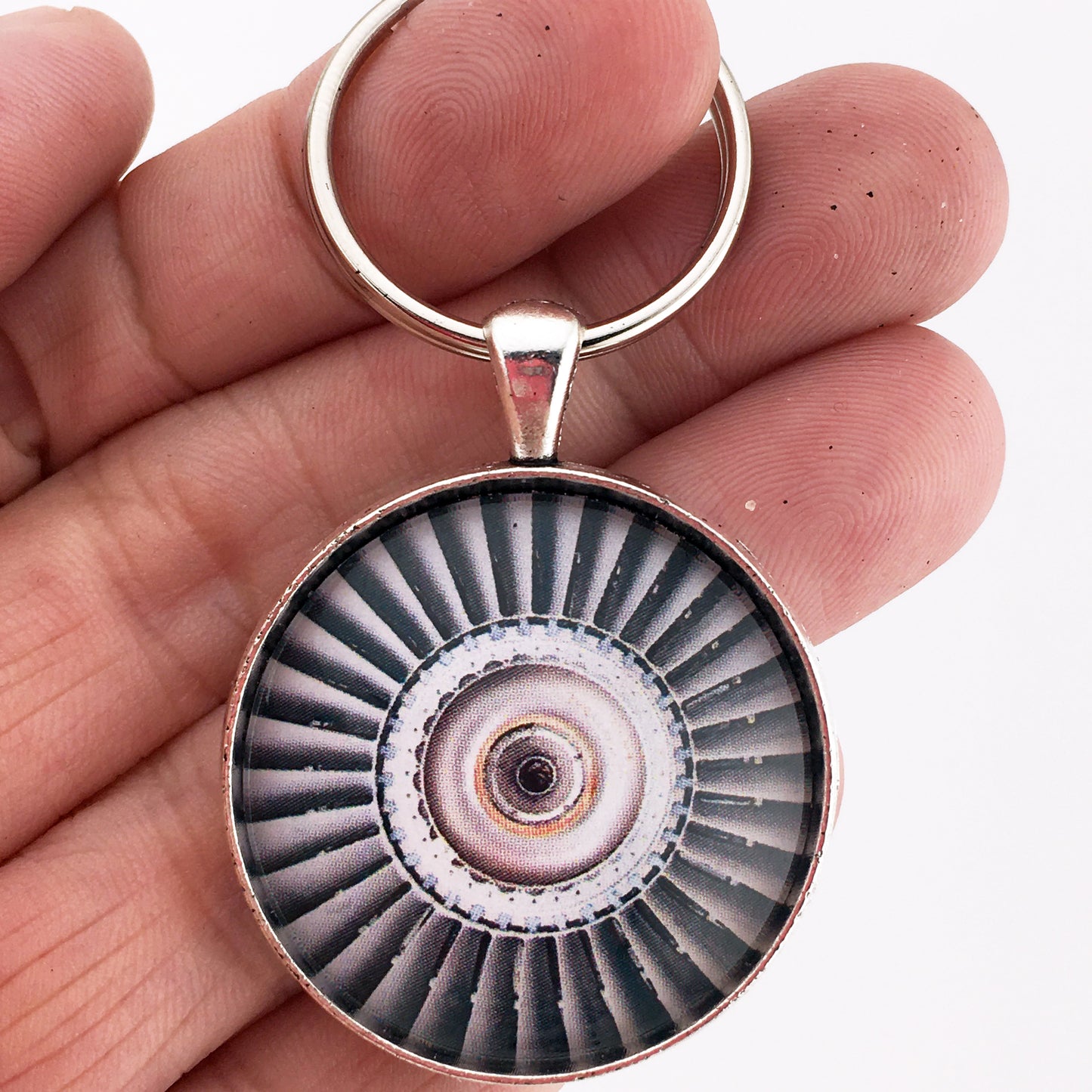 Turbofan Aircraft Engine Airplane Compressor Blades 1.2" Diameter Keychain