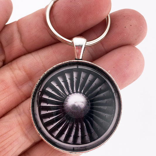Pratt & Whitney Turbofan Aircraft Engine Airplane Turbine 1.2" Diameter Keychain