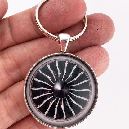 GE9X Airplane Jet Engine Aircraft Airline Plane Turbine 1.2" Diameter Keychain