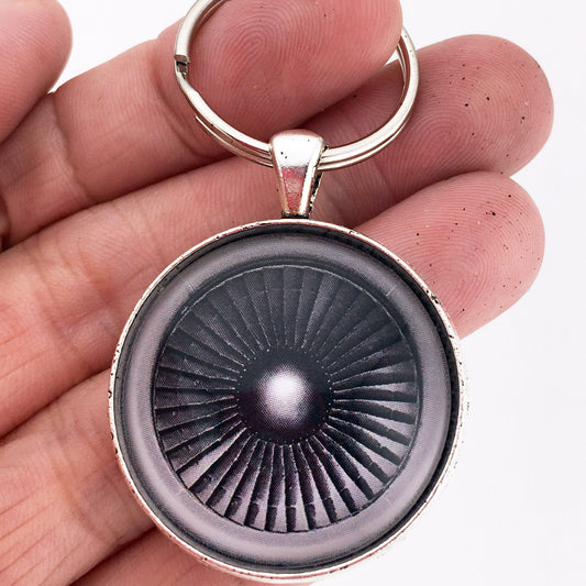 Jet Engine Turbofan Aircraft Airplane Turbine 1.2" Diameter Keychain