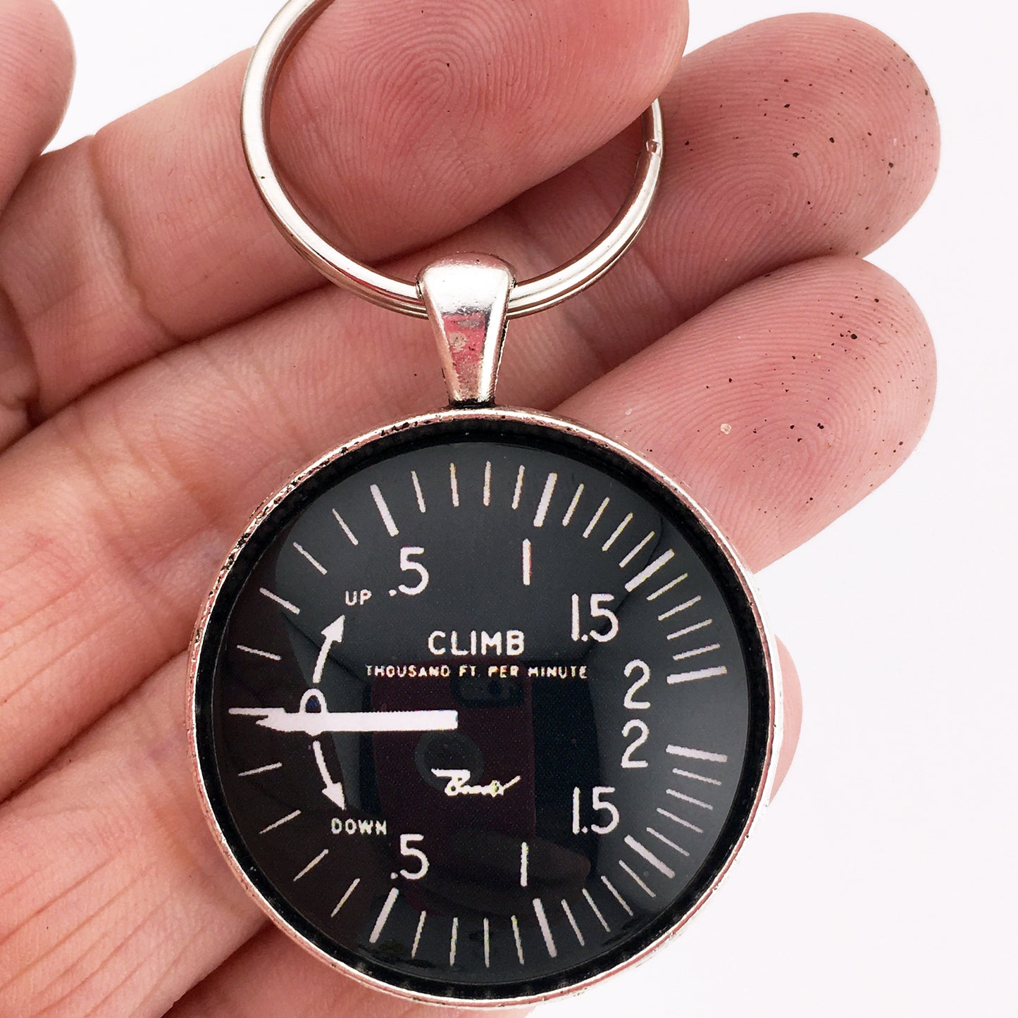 Bendix Vertical Speed Indicator Aircraft Altimeter Airplane 1.2" Diameter Keychain