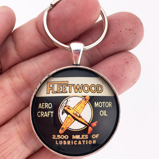 Fleetwood Aviation Oil Aircraft Airplane 1.2" Diameter Keychain