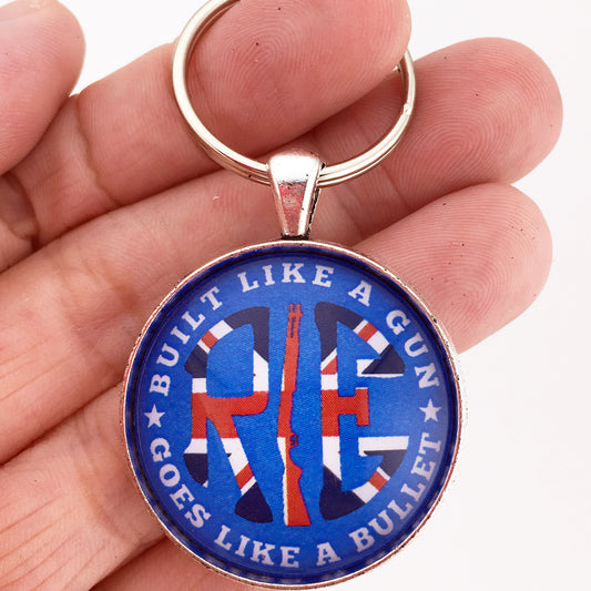 Vintage British Royal Enfield Emblem Badge Logo 1.2" Diameter Keychain